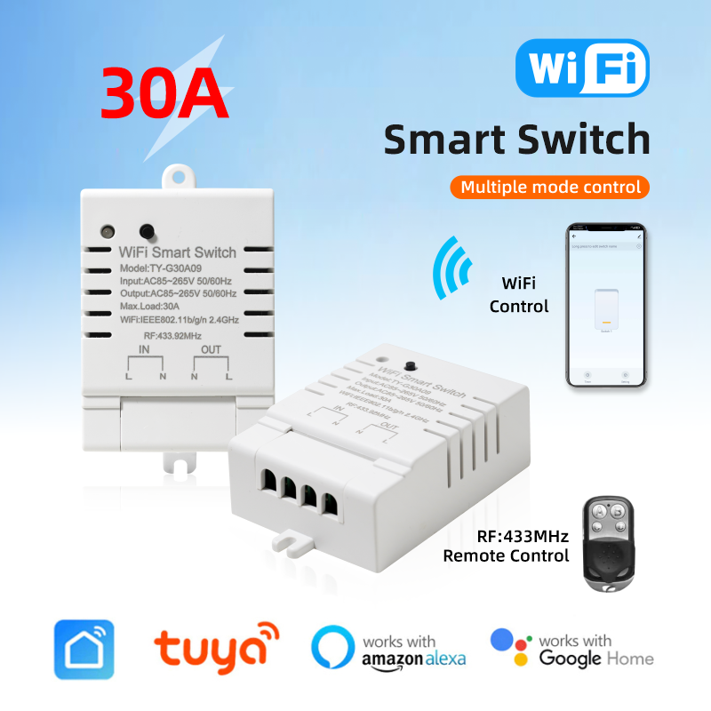 Home Automation Diy - 30A Tuya WiFi Smart Switch High-Power